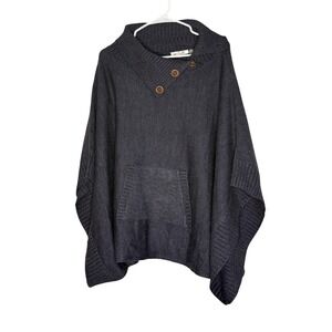 Simply Noelle Navy Poncho Sweater S/M Oversized Old Money‎ Parisian Soft Girl